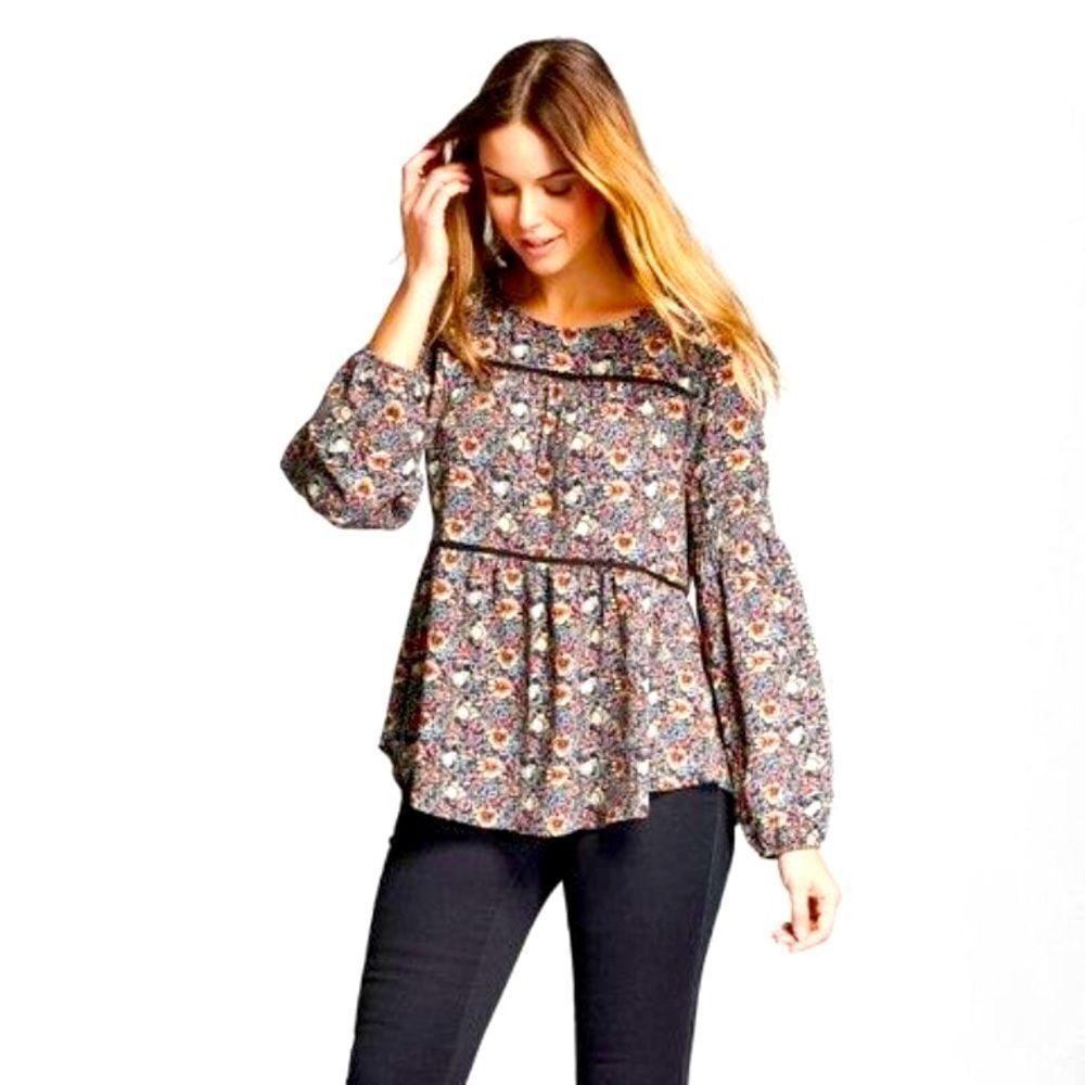 Knox Rose Boho‎ Floral Print Top XXL